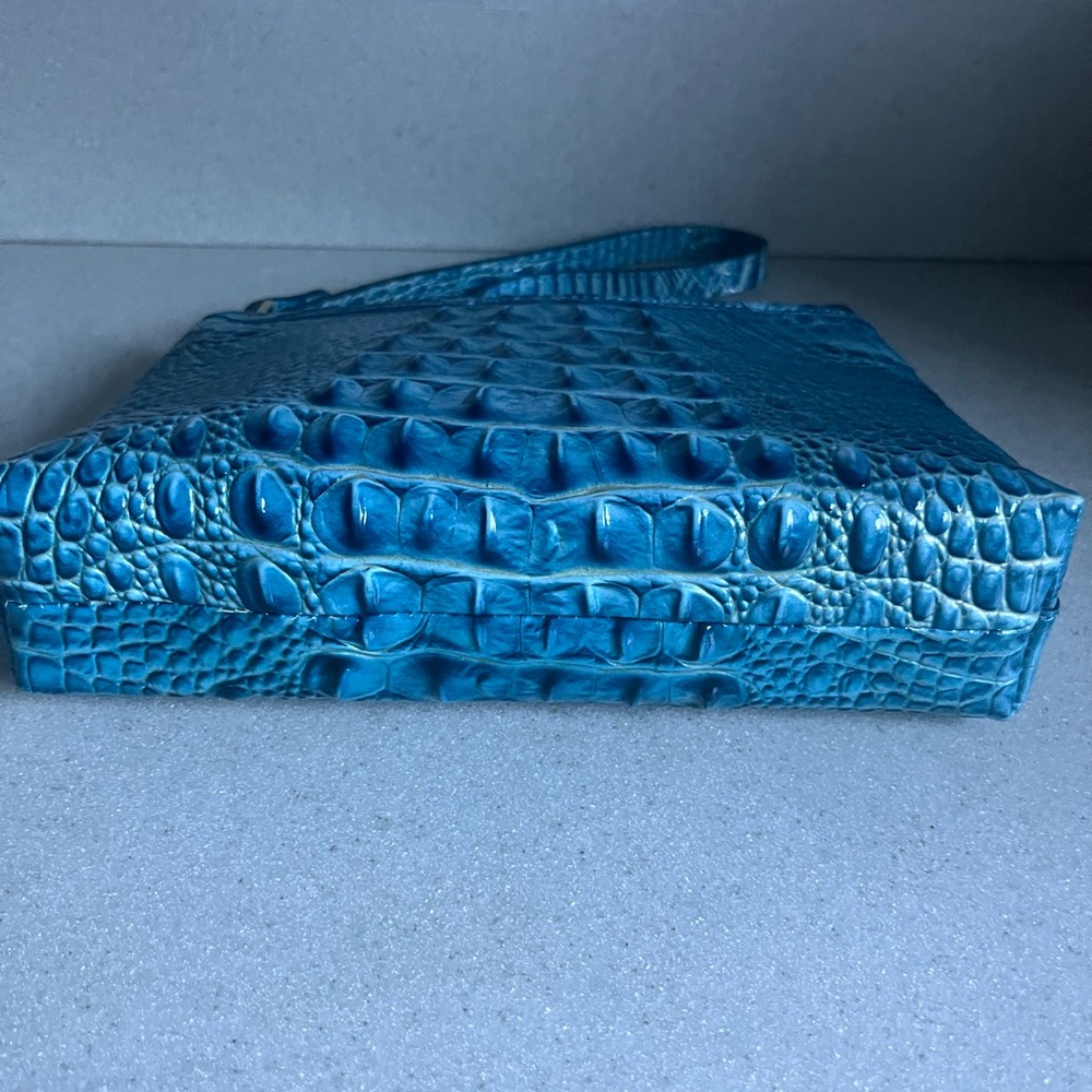 Brahmin Blue Croc-Embossed Leather Shoulder Bag beautiful Blue - Picture 5 of 11